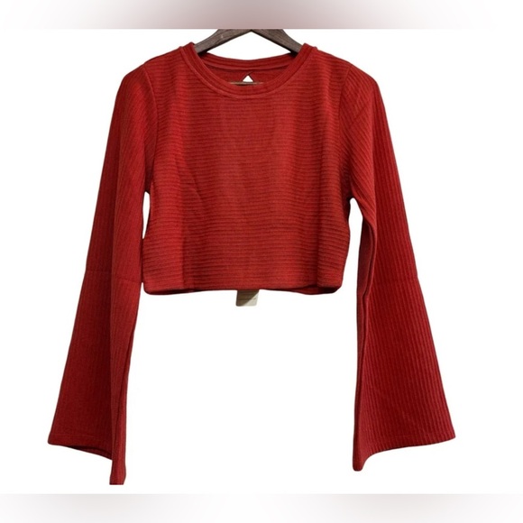 NWT Band Of The Free Alize Rust Long Sleeve Crop Top Bohemian styled Blouse Med - Picture 1 of 7